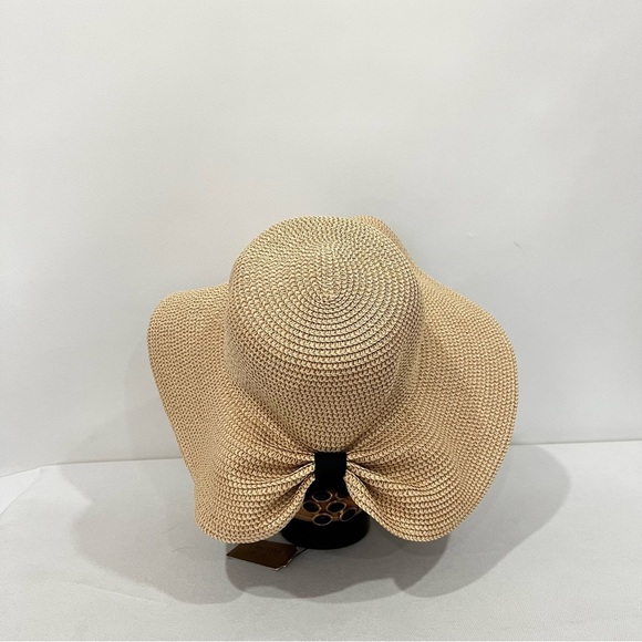 Sunhat Tan Wide-Brimmed Hat with Back Bow Packable Floppy - Picture 6 of 8